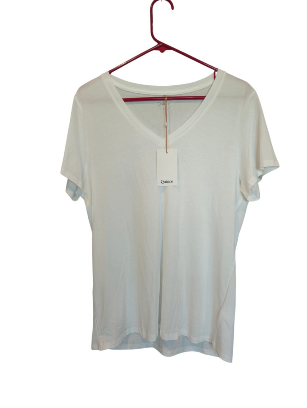 NWT Quince Cotton Modal V-Neck Tee White Size Large - Picture 6 of 9